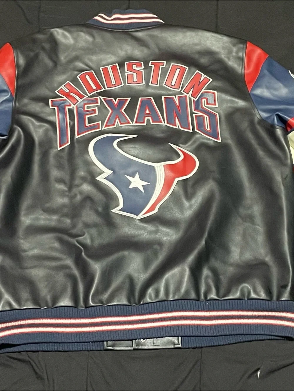 Houston Texans Officially Licensed NFL Varsity Faux Leather Jacket Men Size 2XL